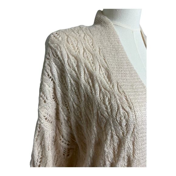 Ivory Open Knit Cardigan Sweater Fairy Fairycore Cottage Romantic Small Granny - Picture 3 of 6